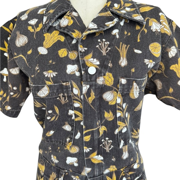 Rare Big Bud Press Short Sleeve Jumpsuit in Cookbook Print Brown Medium - Picture 5 of 16